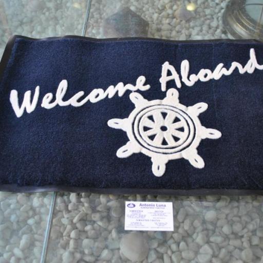 Alfombra "Welcome Aboard" azul marina Seachoice [1]