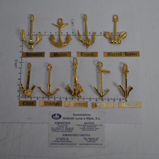 Juego de 9 anclas doradas decorativas [1]