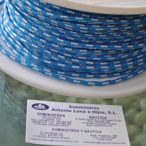 Cabo trenzado de dyneema Racing 2002 azul/blanco de 4 mm Poly Ropes [1]