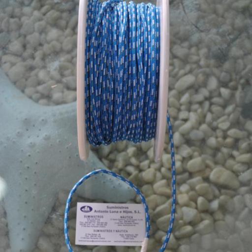 Cabo trenzado de dyneema Racing 2002 azul/blanco de 4 mm Poly Ropes [4]