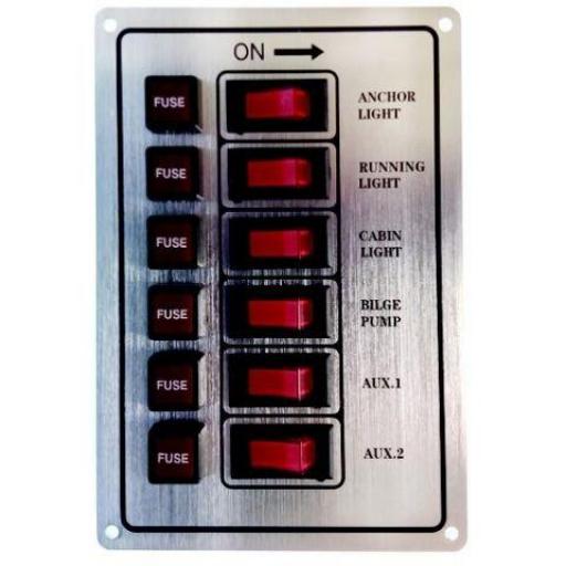 Panel eléctrico plateado 12V de 6 interruptores Goldenship [2]