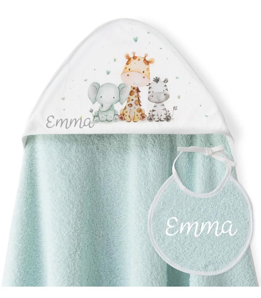 Toalla bebé + babero PERSONALIZADO