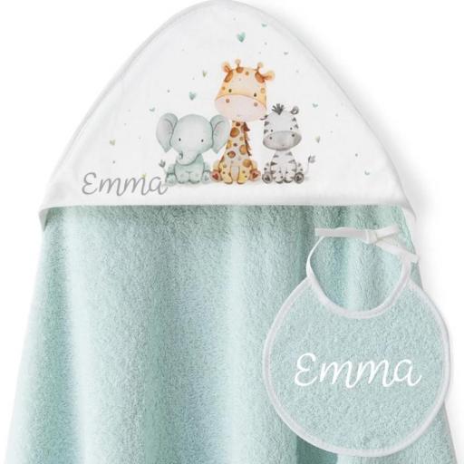 Toalla bebé + babero PERSONALIZADO