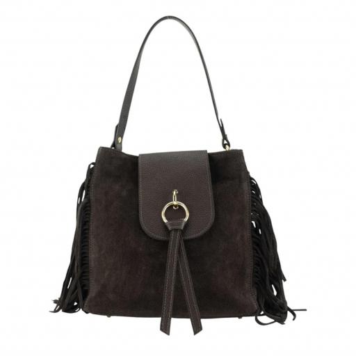 Bolso piel detalle flecos [0]