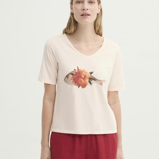 Camiseta de algodón Peonia Fish Nice things
