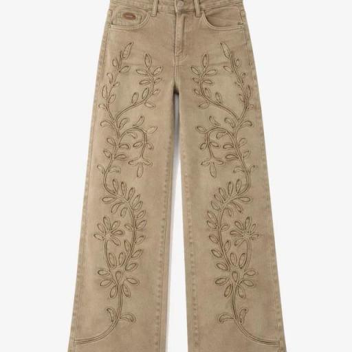 JEANS FILIGRANA HOJAS BORDADAS - KHAKI NKN [3]