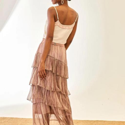  FALDA LARGA BRILLOS VOLANTES - ROSA NKNnekane  [2]