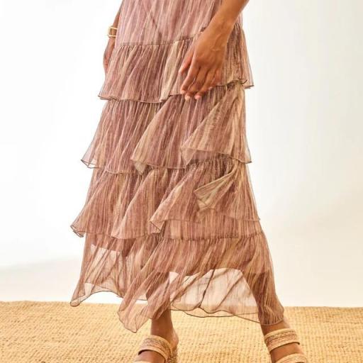  FALDA LARGA BRILLOS VOLANTES - ROSA NKNnekane  [1]