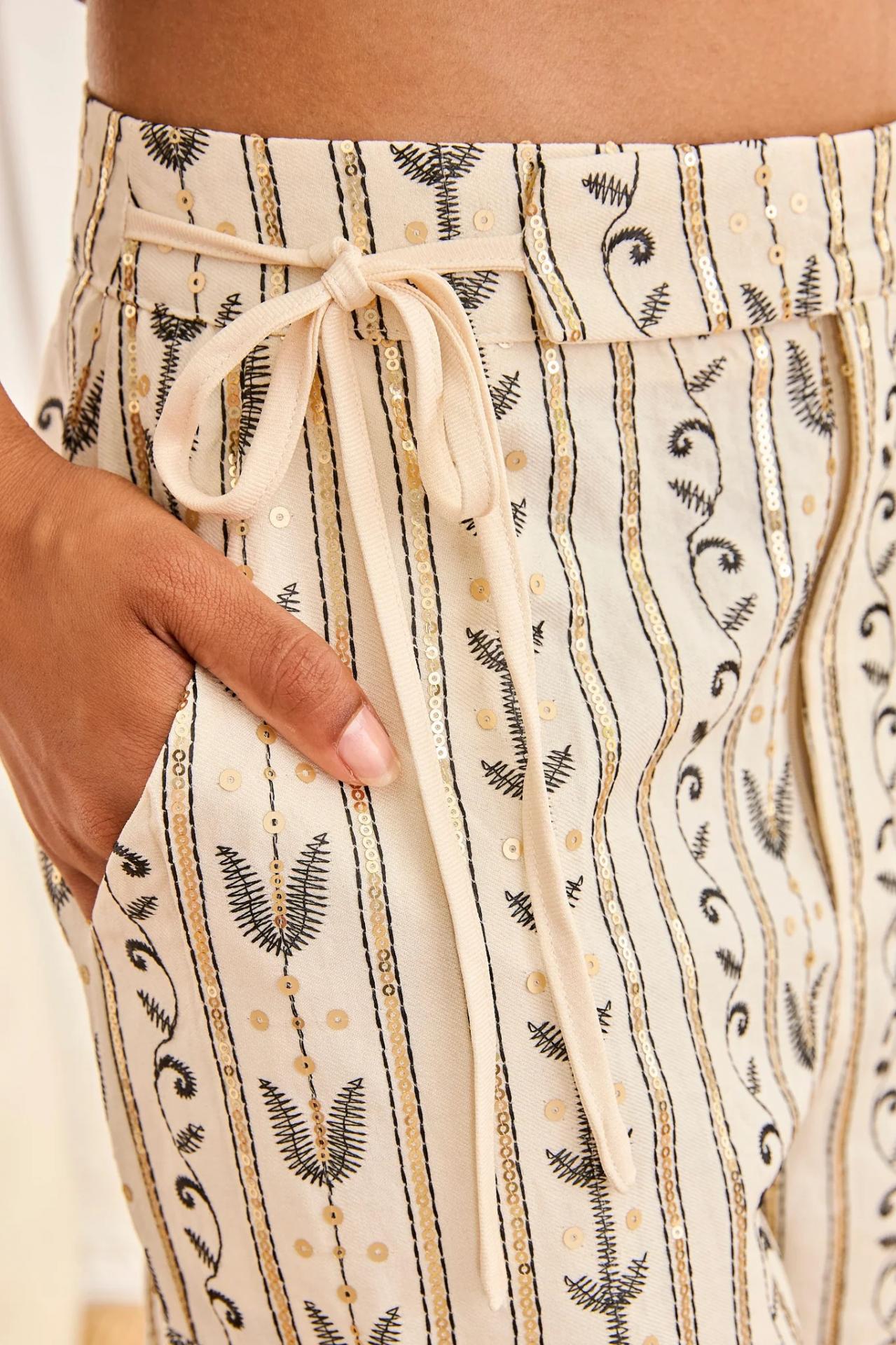 Pantalón bordado lentejuelas Nud NKN