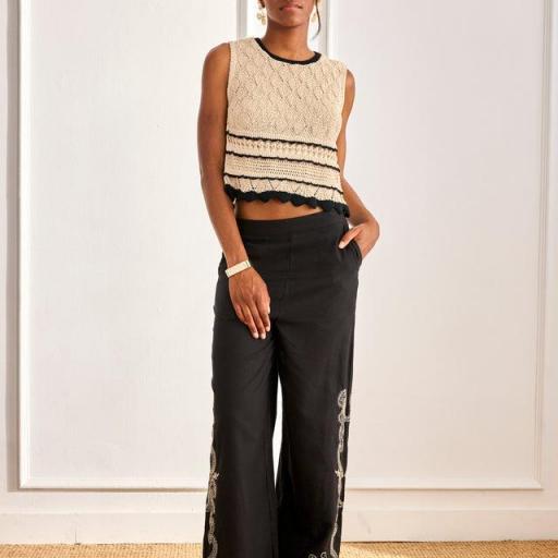  PANTALÓN BORDADOS CONTRASTE - NEGRO NKNnekane
