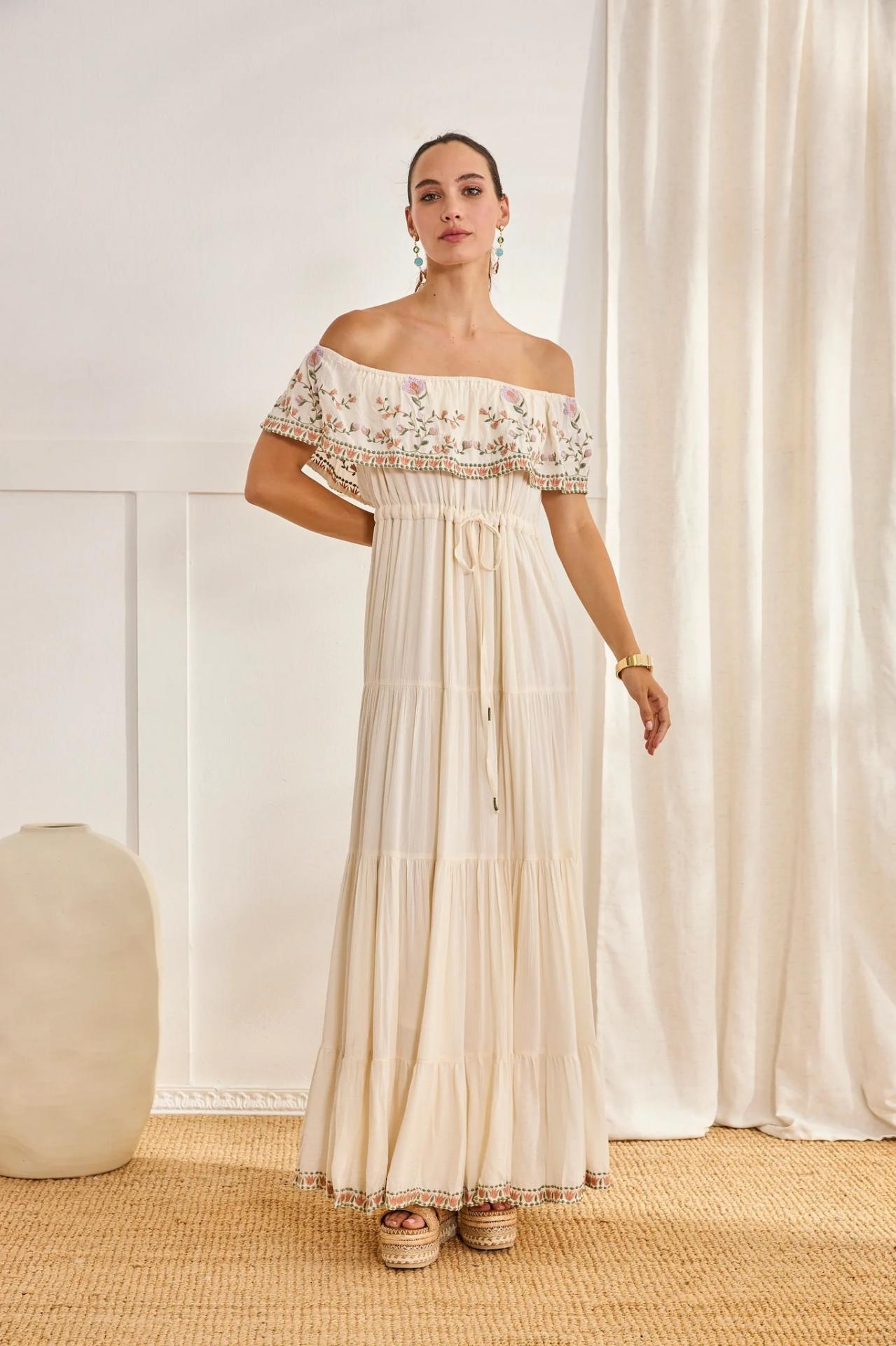 Vestido largo escote barco Nud NKN