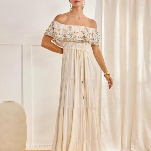 Vestido largo escote barco Nud NKN