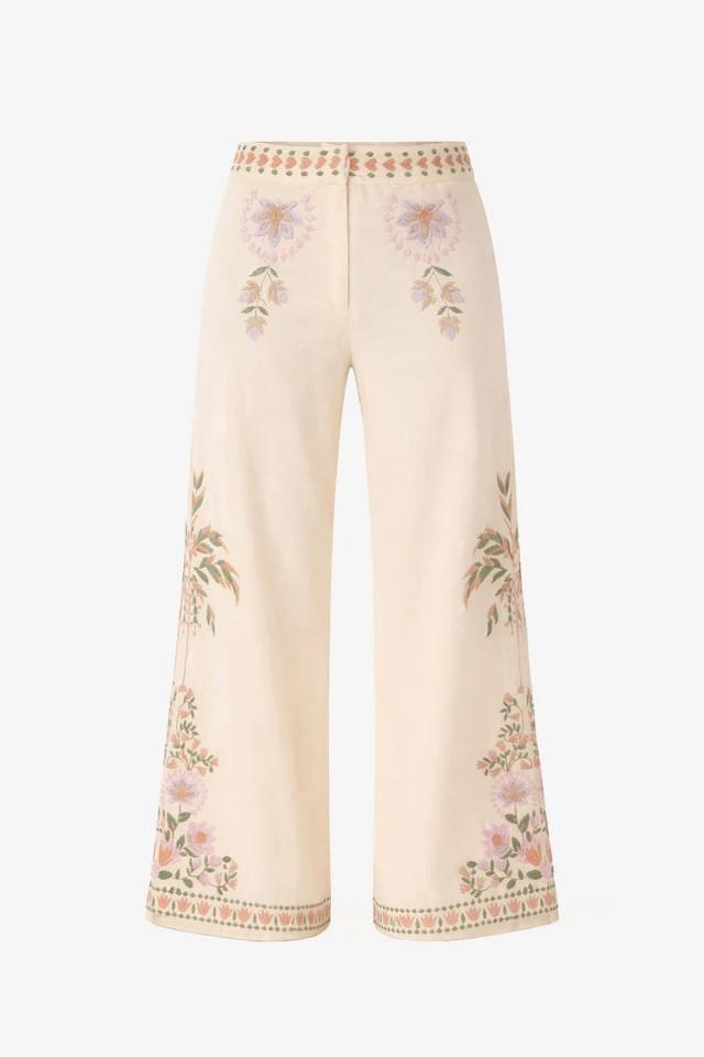 Pantalón bordados florales crudo Nud NKN