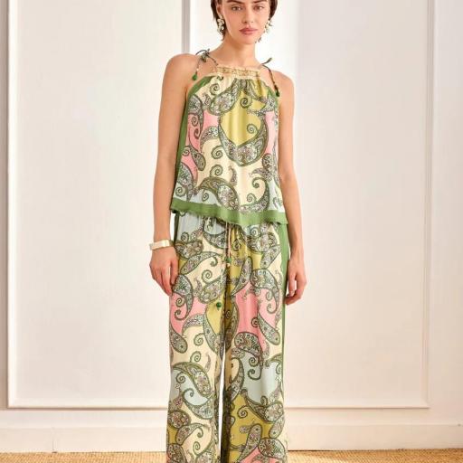 Pantalón paisley franjas laterales verde NKN [3]