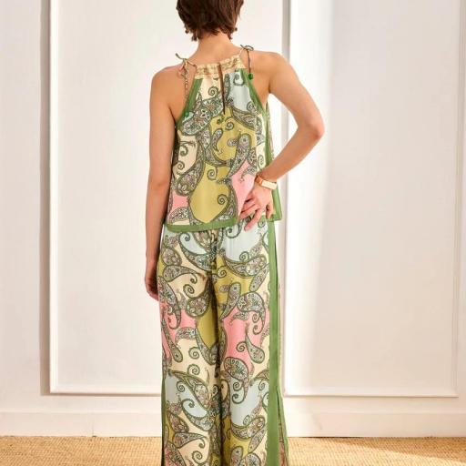 Pantalón paisley franjas laterales verde NKN [2]