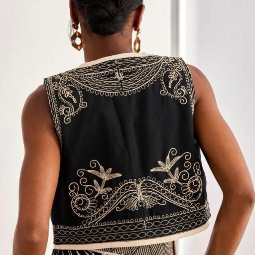 CHALECO BORDADO BICOLOR - NEGRO NKNnekane  [2]