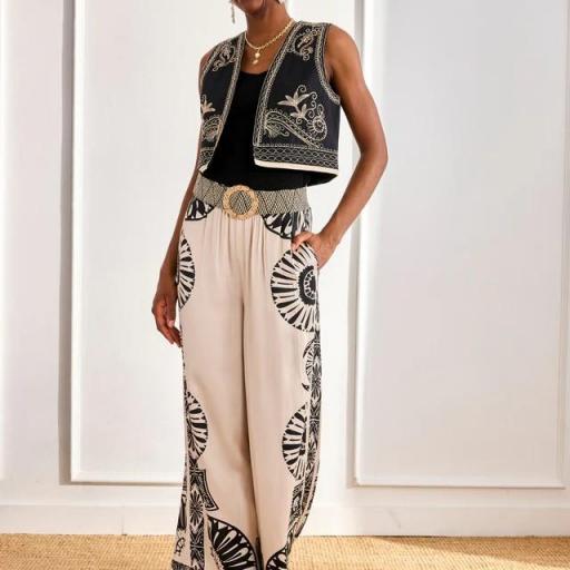 CHALECO BORDADO BICOLOR - NEGRO NKNnekane 