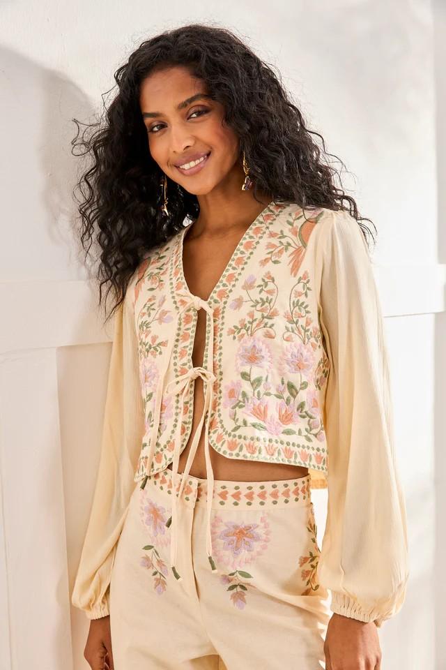 Blusa romántica flores y lazos Nud NKN