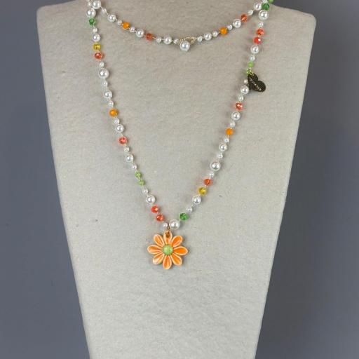 Collar largo margarita naranja [2]