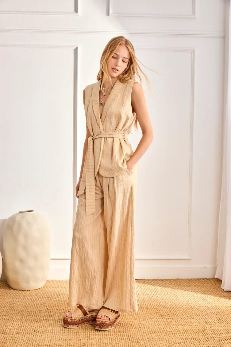 Pantalón raya diplomática camel NKN