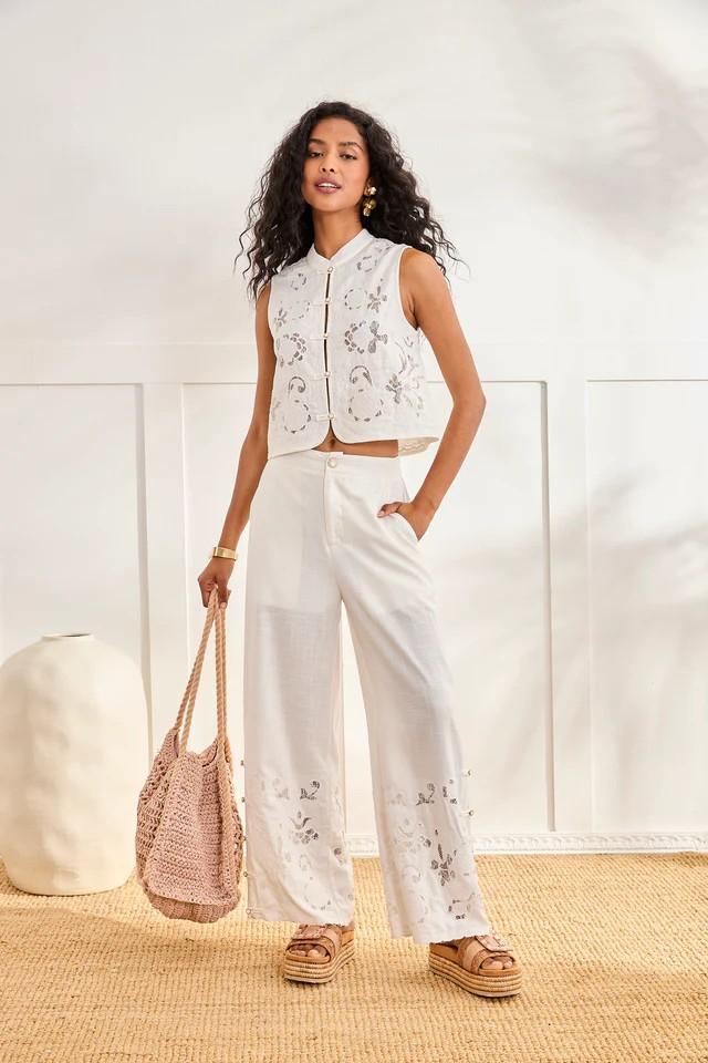Pantalón bajos calados blanco Nud NKN