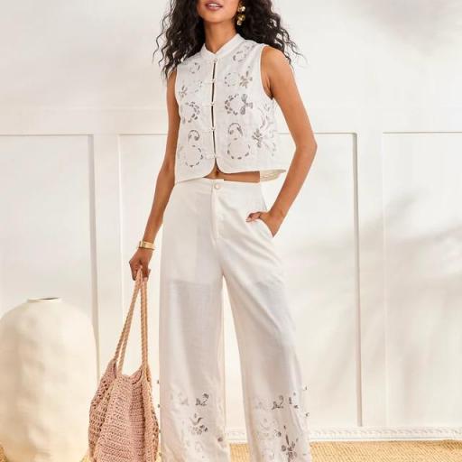 Pantalón bajos calados blanco Nud NKN