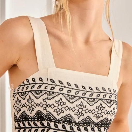 Vestido bicolor bordados-crudo  NKN [2]