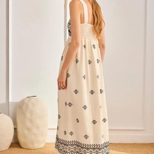 Vestido bicolor bordados-crudo  NKN [1]