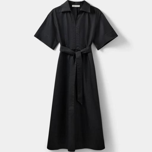 Vestido largo manga corta negro Sofie Schnoor
