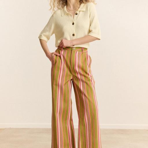 Pantalón vaquero a rayas Garance