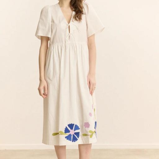 Vestido blanco con bordados Garance [0]