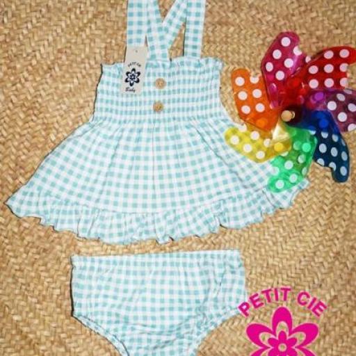 Vestido Fruncido Volante Vichy