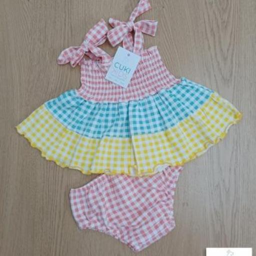 Vestido Vichy Tricolor