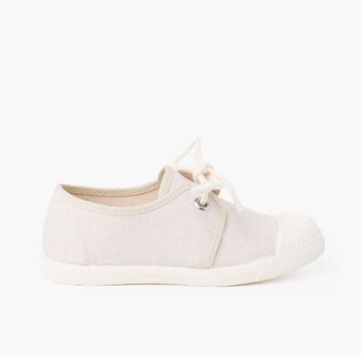 Zapatilla casual lona con puntera goma
