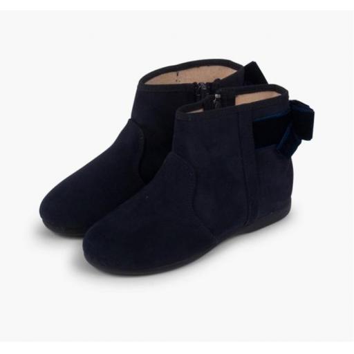 Botines con lazo terciopelo y cremallera AZUL MARINO [3]