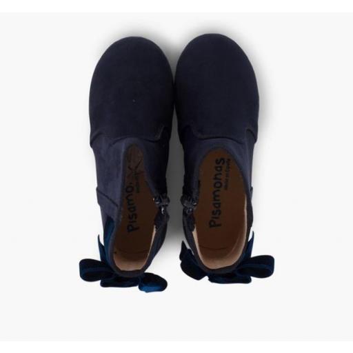 Botines con lazo terciopelo y cremallera AZUL MARINO [4]