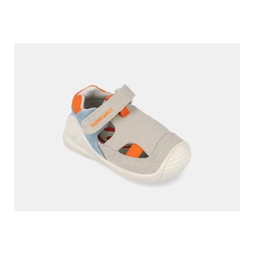 Sandalias infantiles Biomecanics gris con detalles en naranja [1]