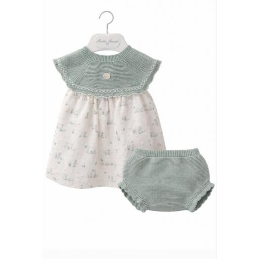 Conjunto bebé vestido con cubrepañal verde agua [0]