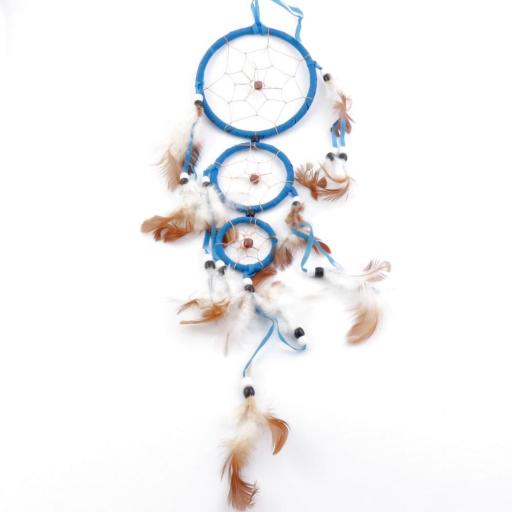 AMULETO DE ATRAPASUEÑOS PARA COLGAR. ( AZUL )