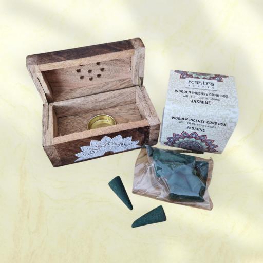 CAJA COFRE PARA CONOS DE INCIENSO DE JAZMÍN