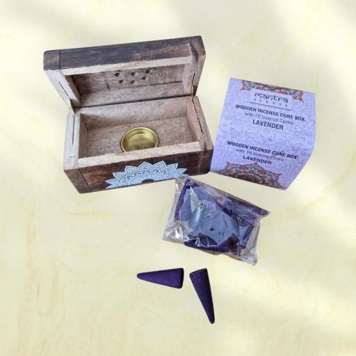 CAJA COFRE PARA CONOS DE INCIENSO DE LAVANDA
