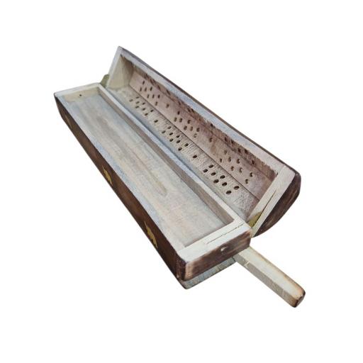 CAJA QUEMADOR DE INCIENSO CON CONTENEDOR LATERAL