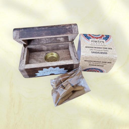 CAJA COFRE PARA CONOS DE INCIENSO DE SÁNDALO
