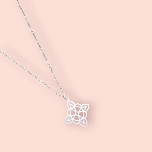 COLLAR DOBLE NUDO DE BRUJA ( PLATEADO ) 