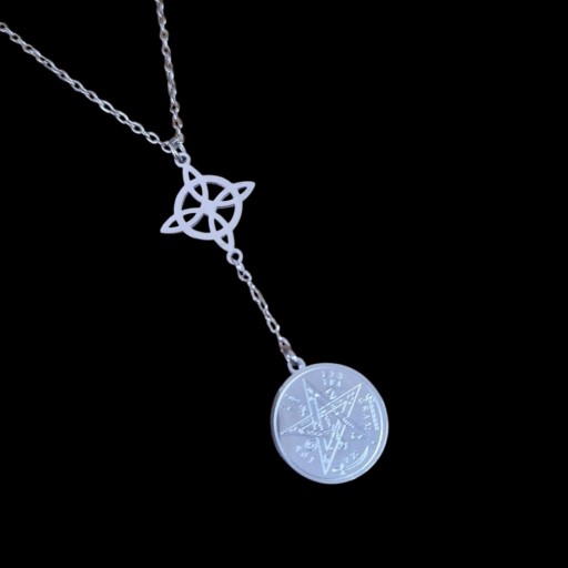 COLLAR NUDO DE BRUJA DOBLE CON ESTRELLA (PLATEADO) [0]