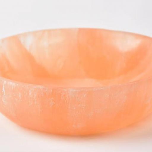 CUENCO DE PIEDRA SELENITA NARANJA .