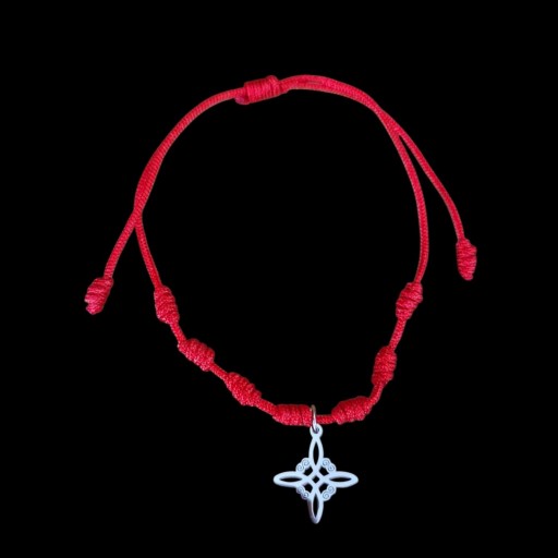 PULSERA ROJA SIETE NUDOS ( NUDO DE BRUJA CIRCULO)