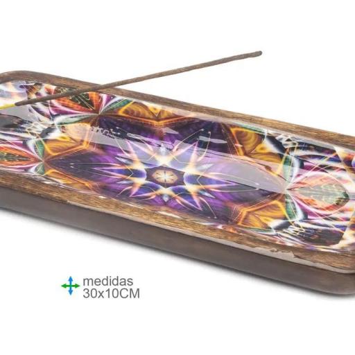 SOPORTE INCIENSO MADERA COLORES.