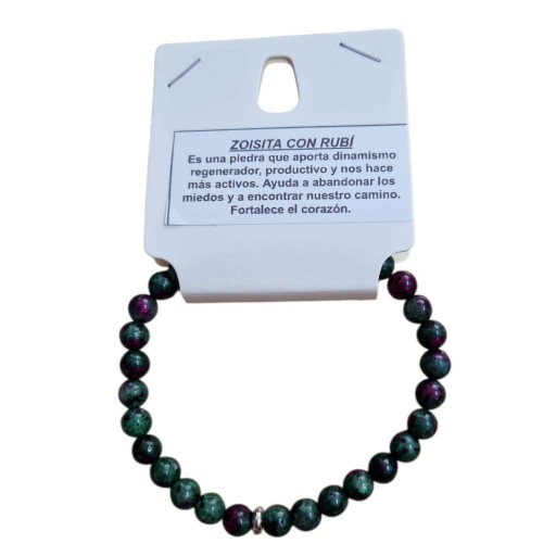PULSERA DE MINERAL ZOISITA CON RUBÍ  [1]