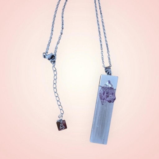 COLLAR SELENITA CON AMATISTA 